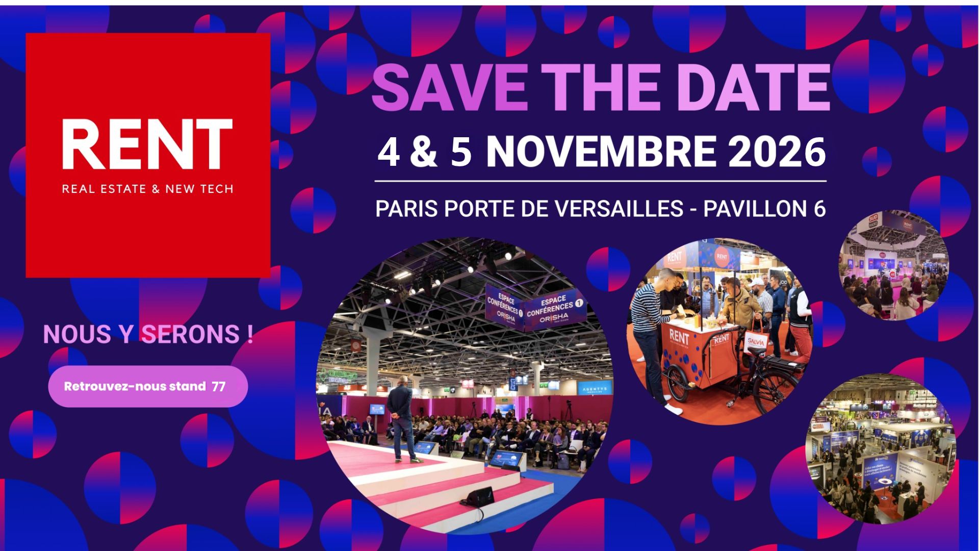 Affiche IdealSoft au salon RENT 2026 les 4 et 5 novembre à Paris Porte de Versailles, pavillon 6, stand 77.